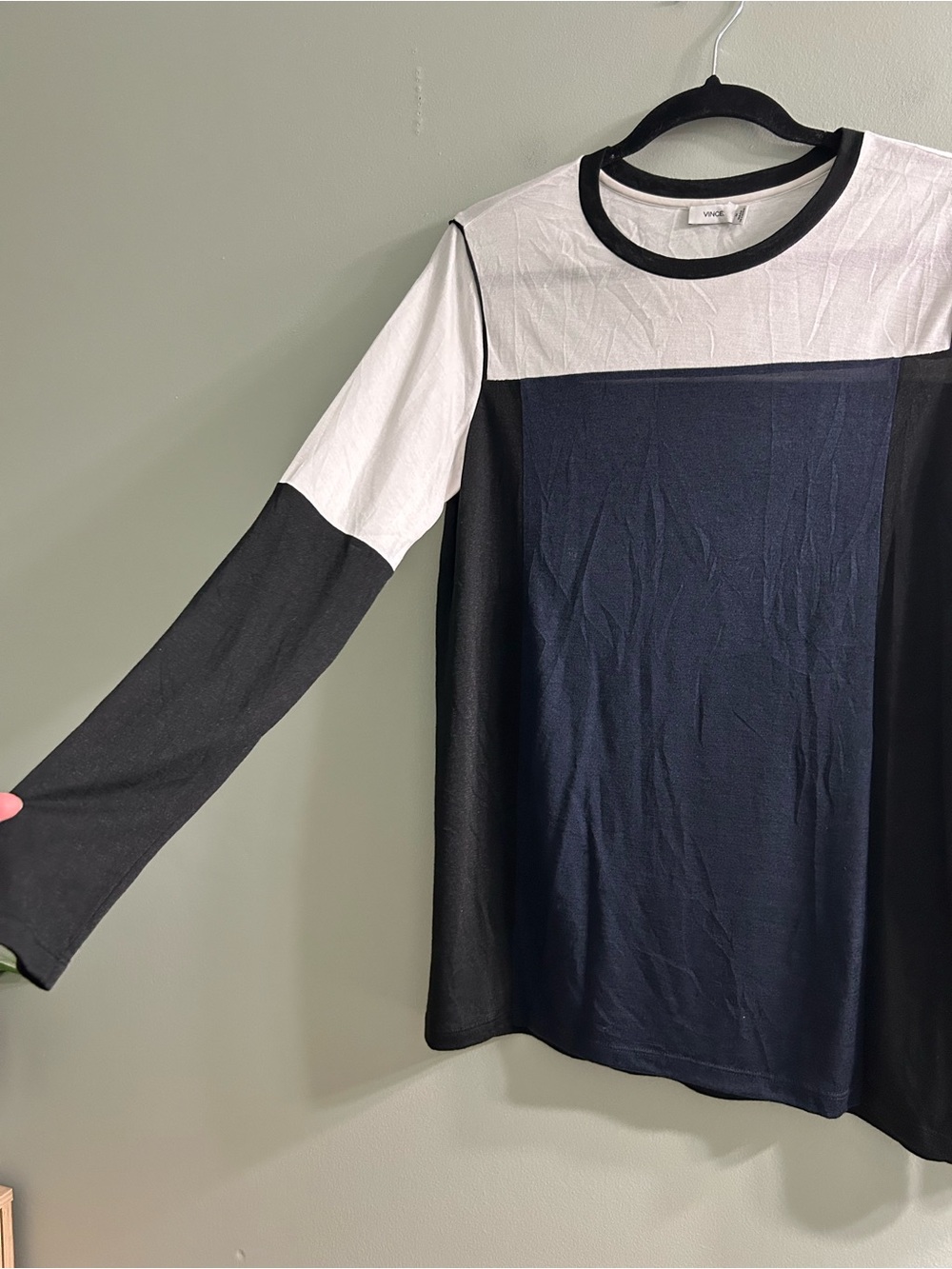 Vince tricolor colorblock long sleeve t-shirt